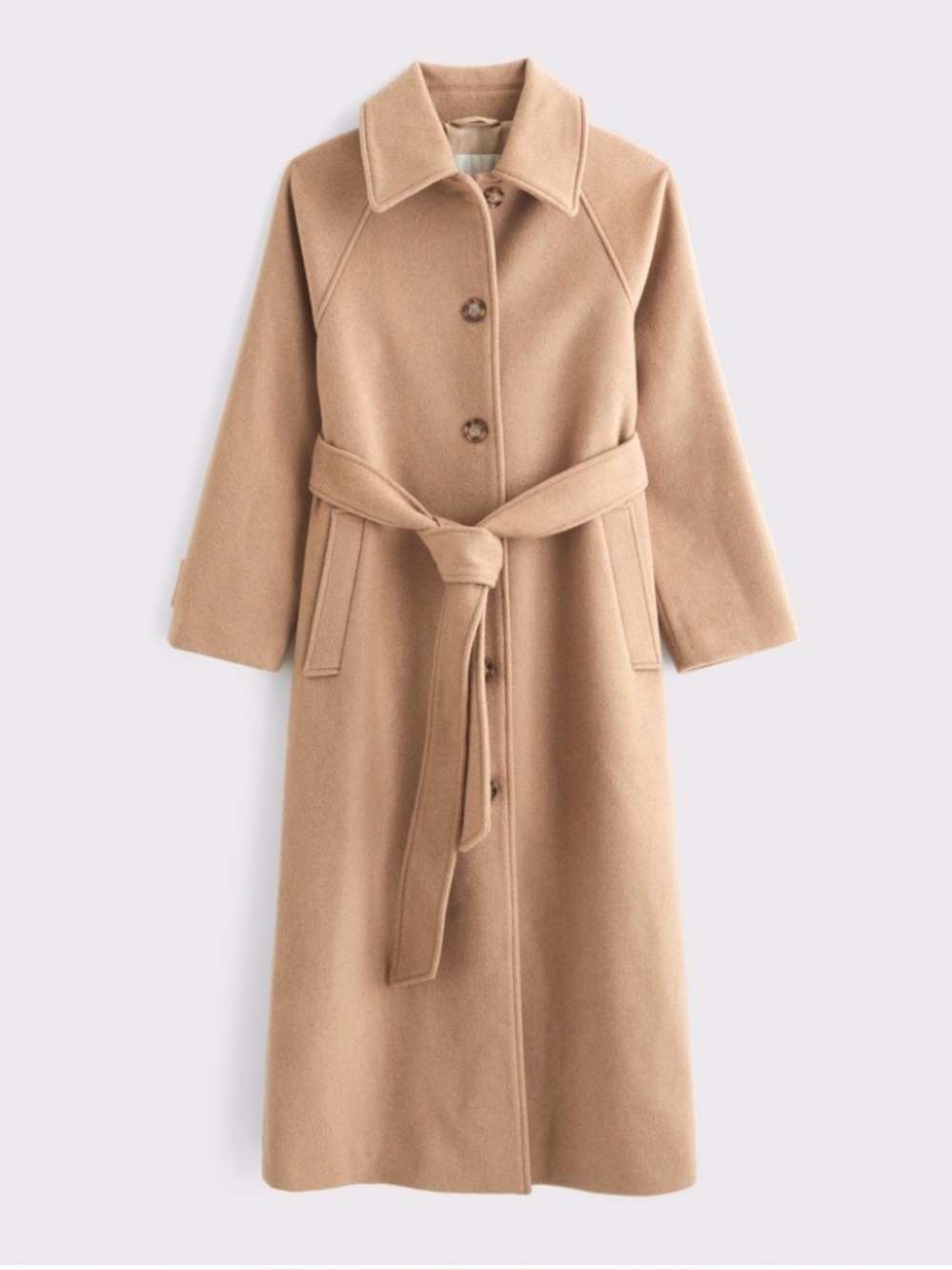 wool-blend belted coat